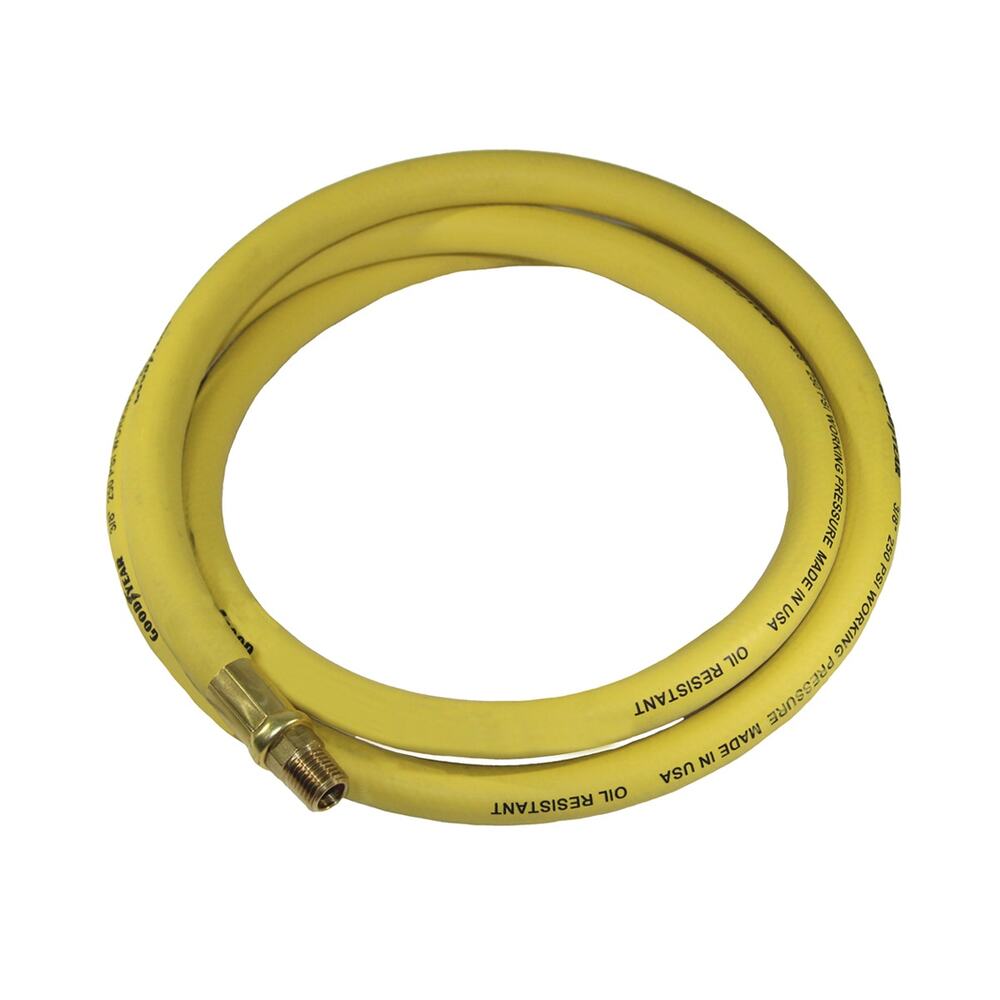 NWT Goodyear 6 Ft x 3/8" Rubber Whip Air Hose – Yellow, Heavy Duty Flex Hose